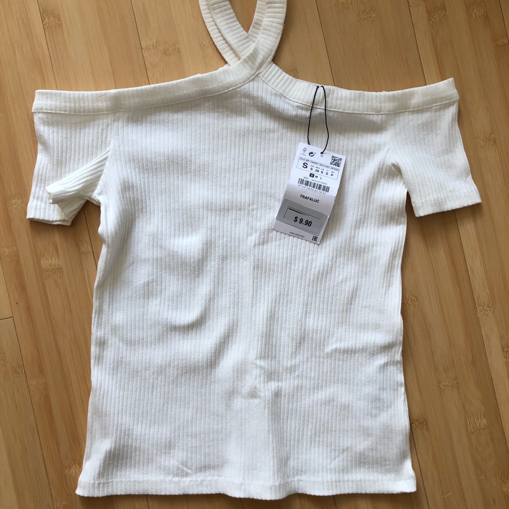 Zara white one shoulder top